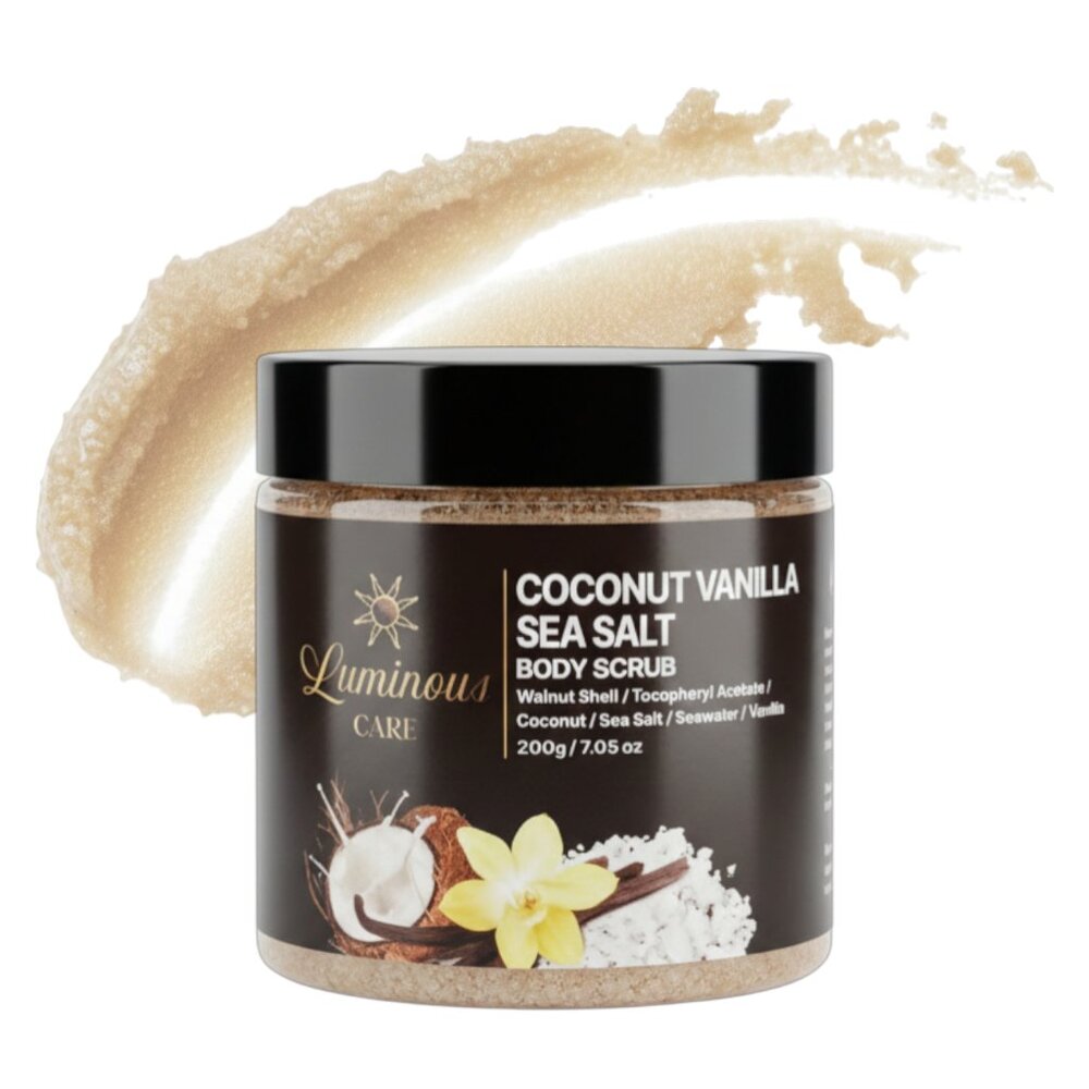 Coconut Vanilla Sea Salt Body Scrub 200g Exfoliating Hydrating Smooth Luminous